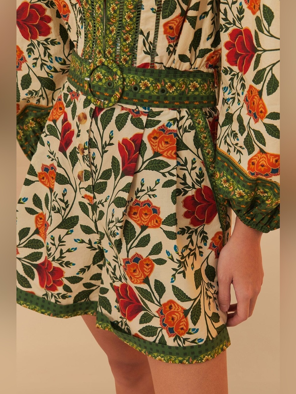 FARM RIO GARDEN TAPESTRY ROMPER IN SAND S - Picture 5 of 9